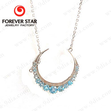 Hot Sale Crescent Necklace with Blue Topaz Jewelry